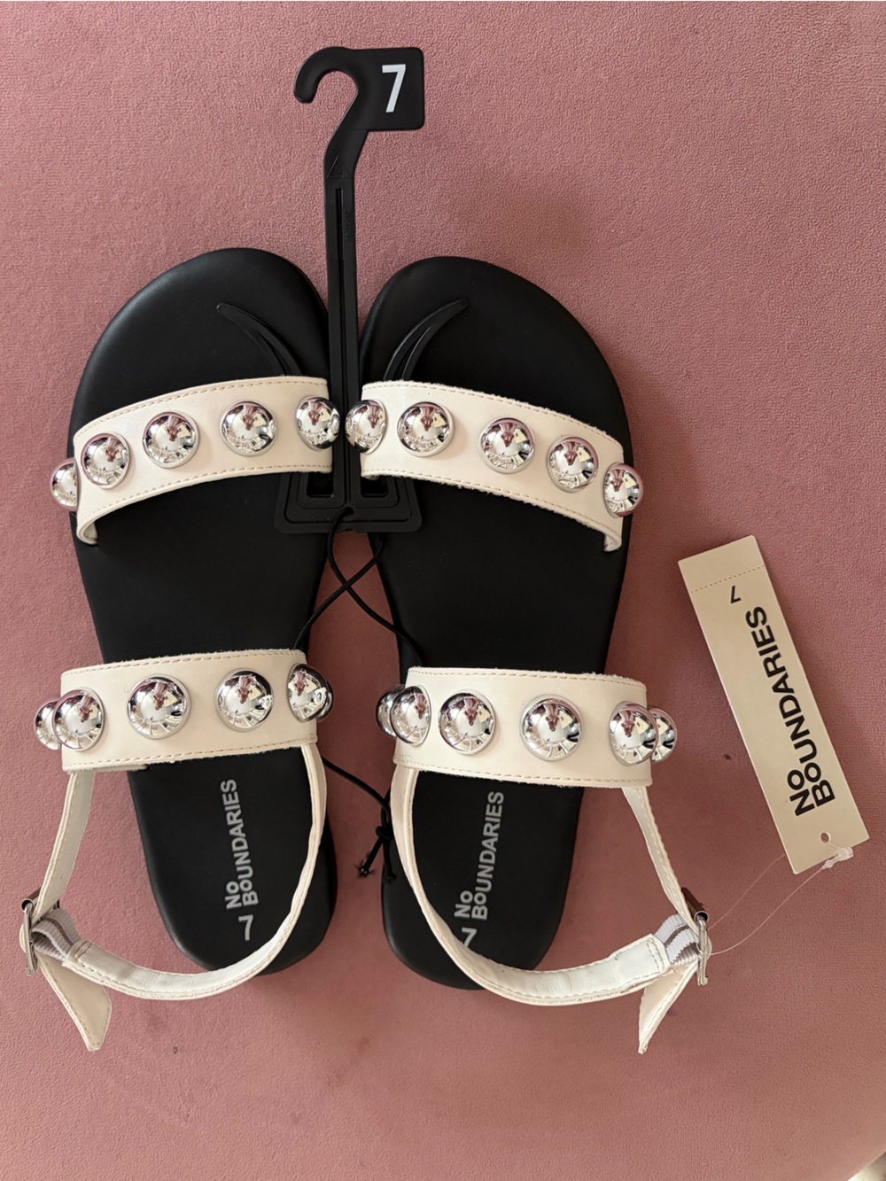 No Boundaries White Studded Ankle-Strap Sandals